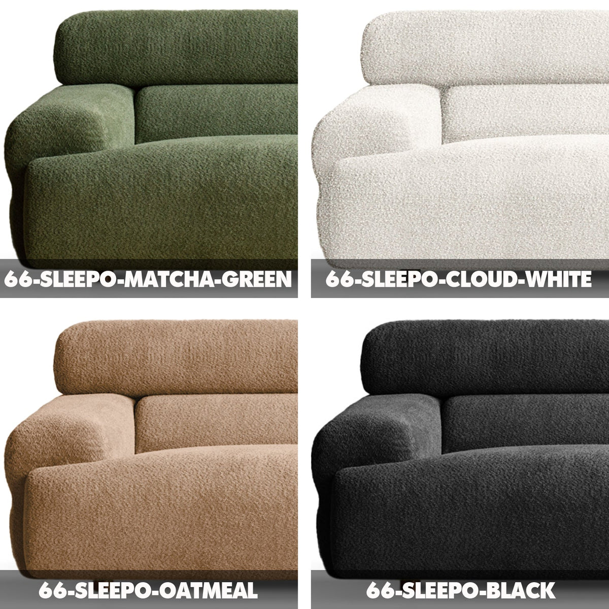 Modern Boucle Fabric 3 Seater Sofa SLEEPO Color Swatches