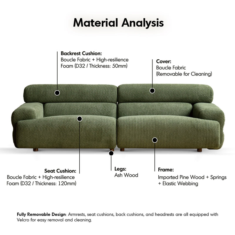 Modern boucle fabric 4 seater sofa sleepo detail 5.
