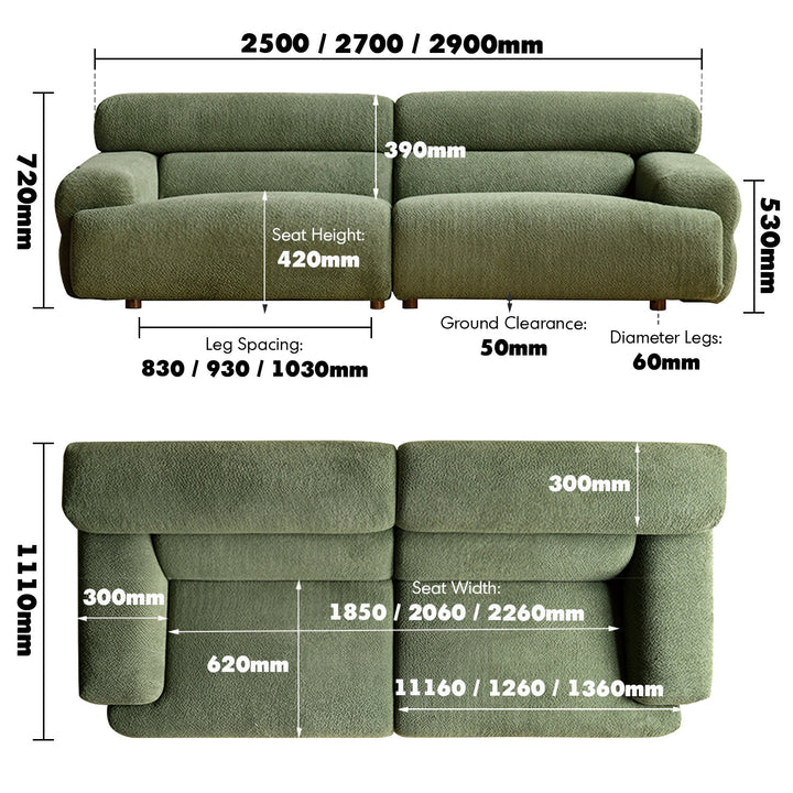 Modern Boucle Fabric 4 Seater Sofa SLEEPO
