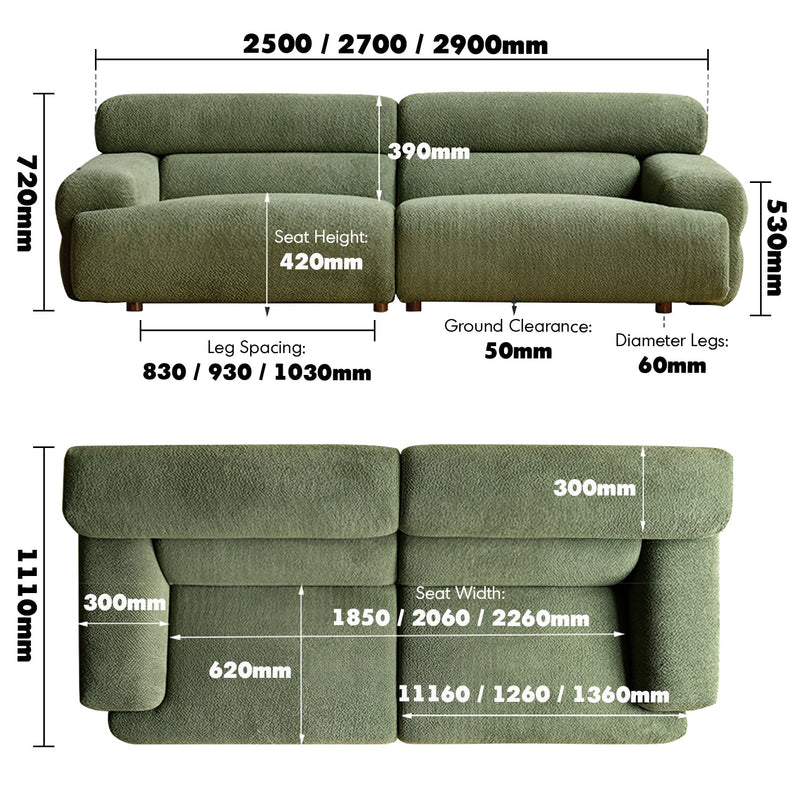 Modern boucle fabric 4 seater sofa sleepo size charts.