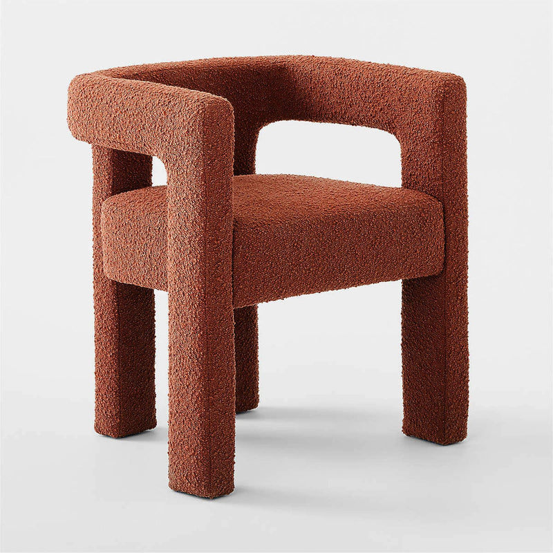 Cream Boucle Fabric Dining Chair SIENNA Material Details Chart