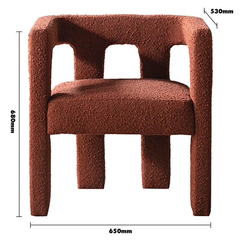 Cream Boucle Fabric Dining Chair SIENNA Size Chart
