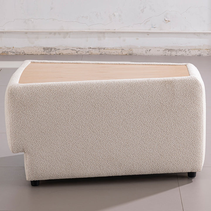 Scandinavian boucle fabric modular 2 seater sofa with side table rene detail 2.