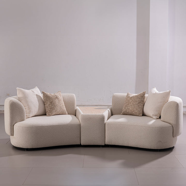 Scandinavian boucle fabric modular 2 seater sofa with side table rene detail 5.