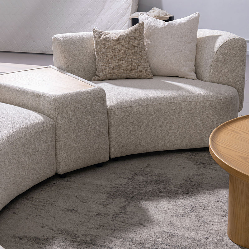 Scandinavian Boucle Fabric Modular 2 Seater Sofa With Side Table RENE Material Details Chart