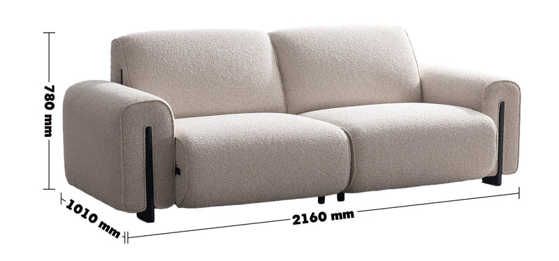 Minimalist Boucle Fabric Modular 3 Seater Sofa COLLE Size Chart