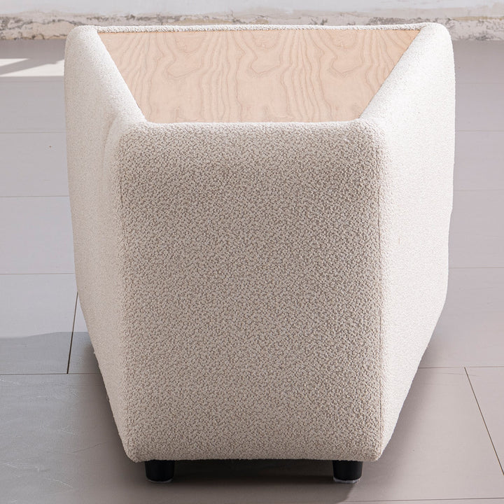 Scandinavian boucle fabric modular 3 seater sofa with side table rene detail 2.