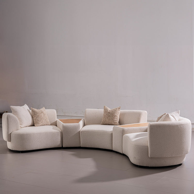Scandinavian Boucle Fabric Modular 3 Seater Sofa With Side Table RENE Material Details Chart