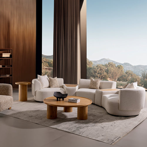 Scandinavian Boucle Fabric Modular 3 Seater Sofa With Side Table RENE Good to Know Preview-1