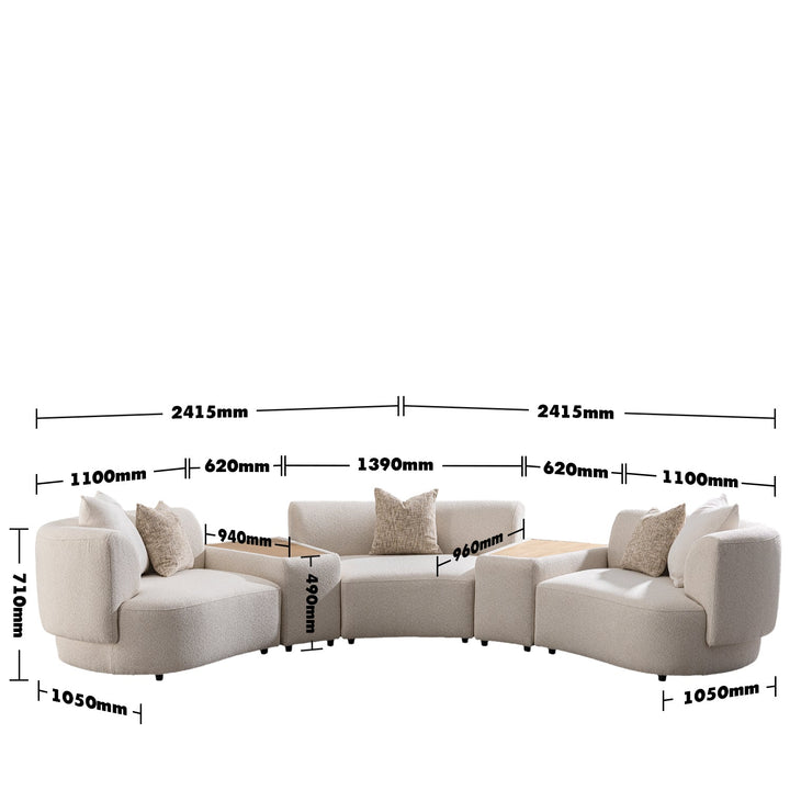 Scandinavian boucle fabric modular 3 seater sofa with side table rene size charts.
