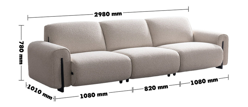 Minimalist Boucle Fabric Modular 4 Seater Sofa COLLE Size Chart