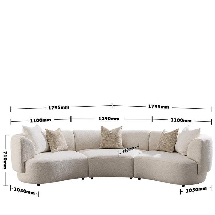 Scandinavian boucle fabric modular 4 seater sofa rene size charts.