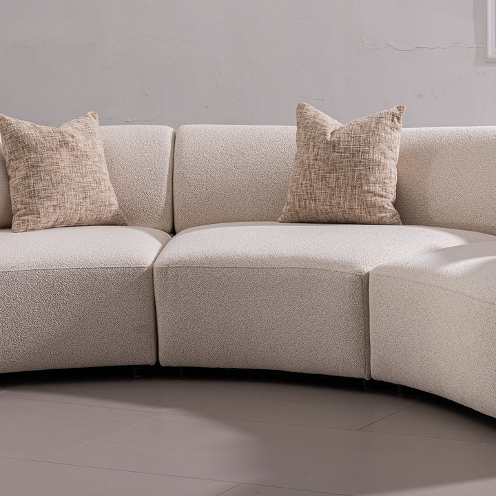 Scandinavian boucle fabric modular 4 seater sofa rene with context.