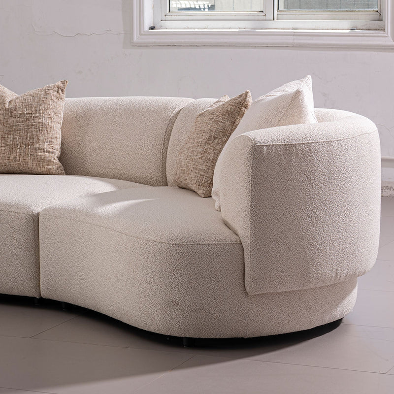 Scandinavian Boucle Fabric Modular 4 Seater Sofa RENE Material Details Chart