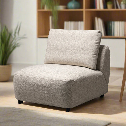Cream Boucle Fabric Modular Armless 1 Seater Sofa SERENE Good to Know Preview-1