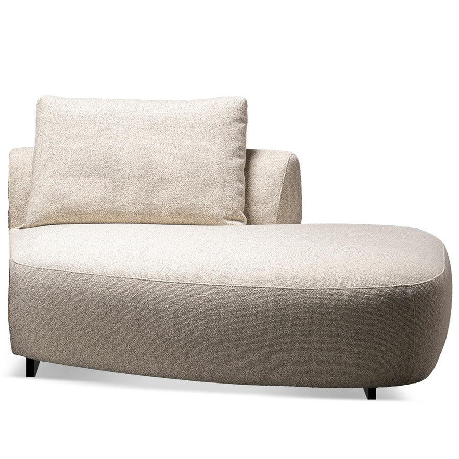 Cream boucle fabric modular chaise 2 seater sofa serene in white background.