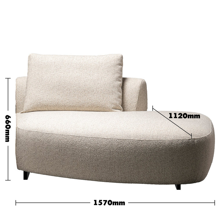 Cream boucle fabric modular chaise 2 seater sofa serene primary product view.