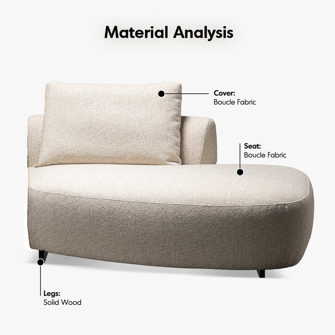 Cream Boucle Fabric Modular Chaise 2 Seater Sofa SERENE