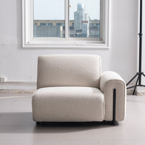 Minimalist Boucle Fabric Modular Corner 1 Seater Sofa COLLE Good to Know Preview-1