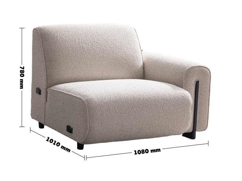 Minimalist Boucle Fabric Modular Corner 1 Seater Sofa COLLE Size Chart