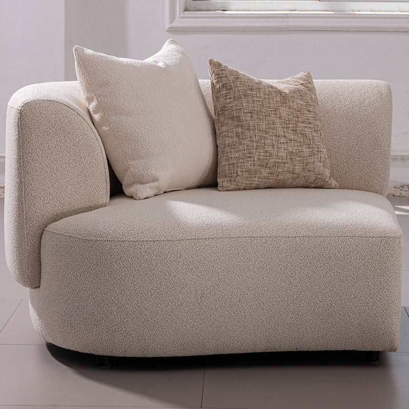 Scandinavian Boucle Fabric Modular Corner 1 Seater Sofa RENE Material Details Chart