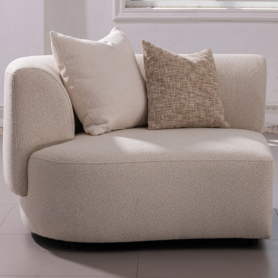 Scandinavian Boucle Fabric Modular Corner 1 Seater Sofa RENE Material Details Chart