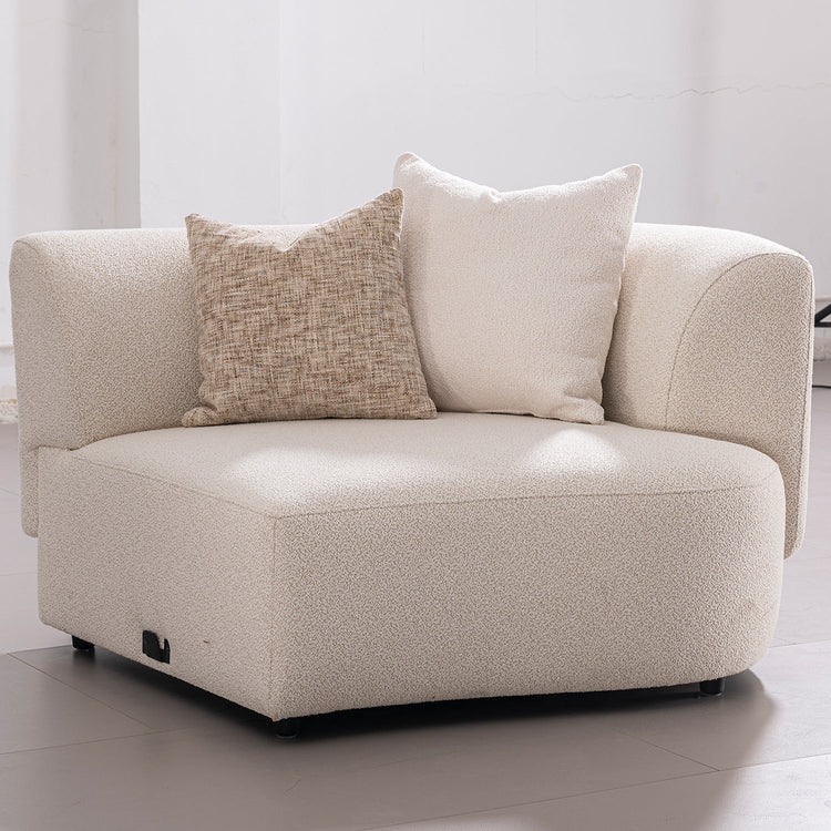 Scandinavian Boucle Fabric Modular Corner 1 Seater Sofa RENE Good to Know Preview-1