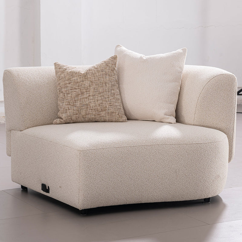 Scandinavian boucle fabric modular corner 1 seater sofa rene primary product view.