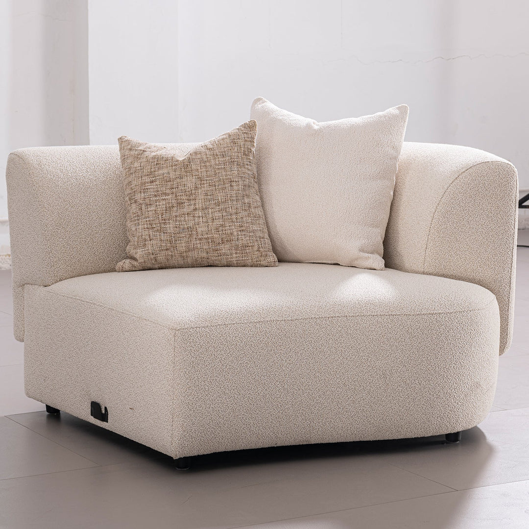 Scandinavian boucle fabric modular corner 1 seater sofa rene primary product view.