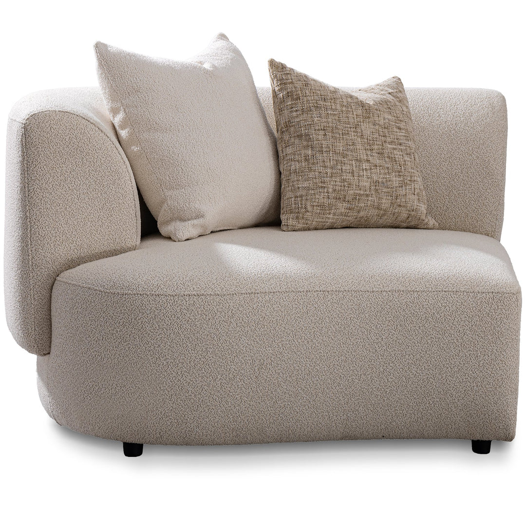Scandinavian boucle fabric modular corner 1 seater sofa rene layered structure.
