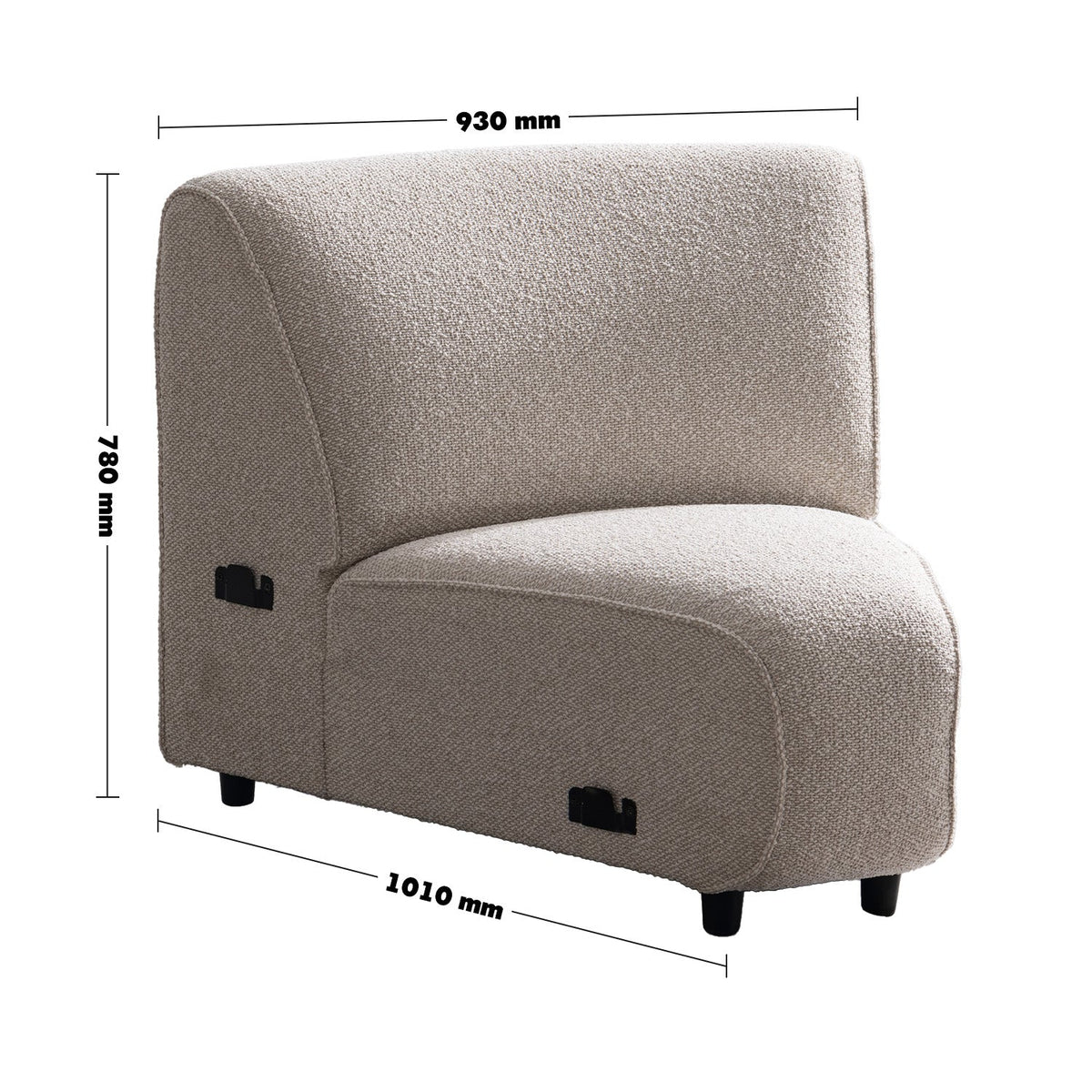 Minimalist boucle fabric modular joint connection 1 seater sofa colle size charts.