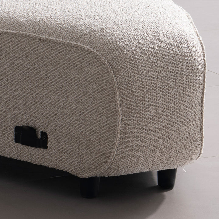 Minimalist boucle fabric modular joint connection 1 seater sofa colle in details.