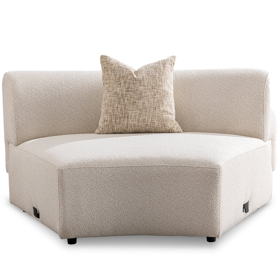 Scandinavian boucle fabric modular joint connection 1 seater sofa rene in white background.