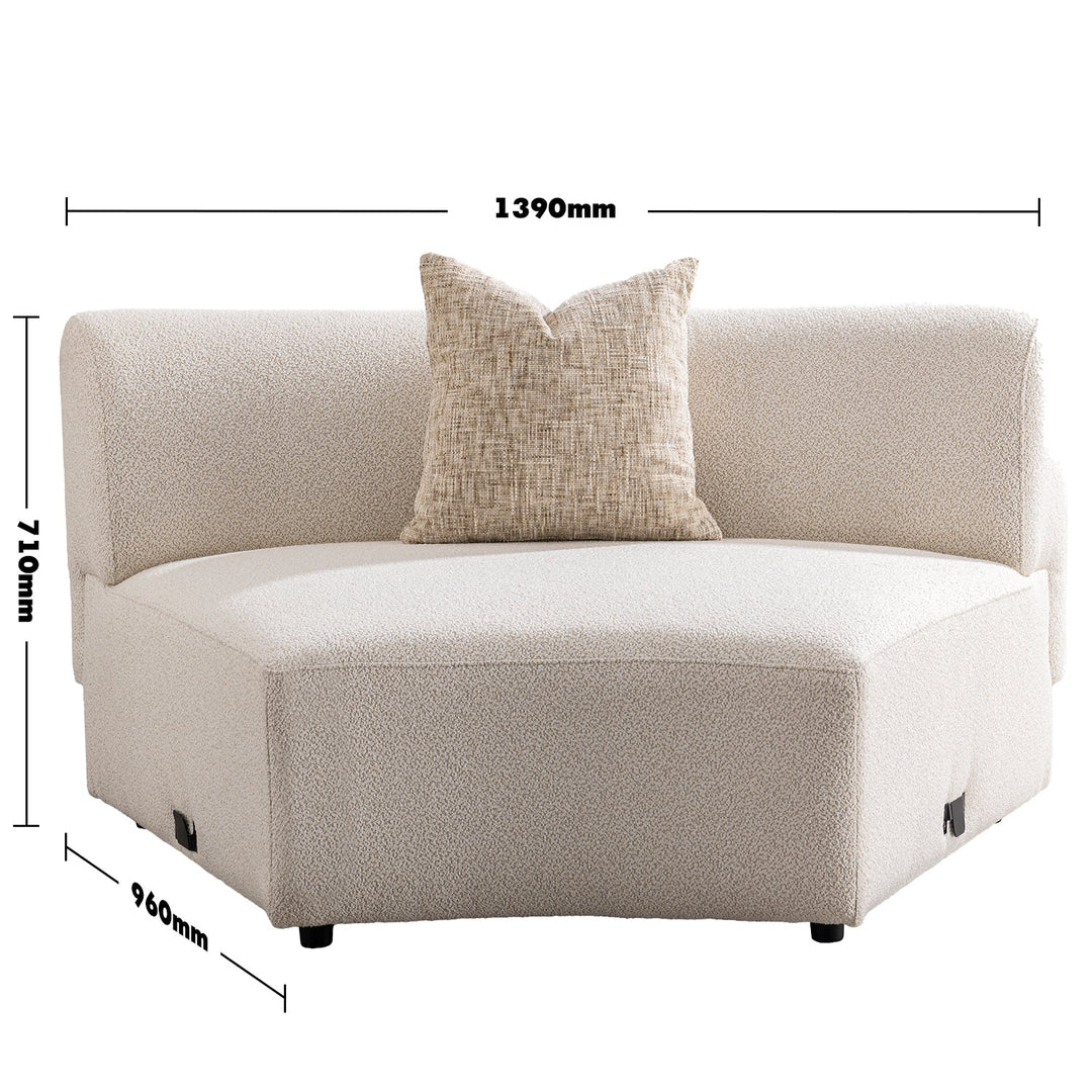 Scandinavian boucle fabric modular joint connection 1 seater sofa rene size charts.