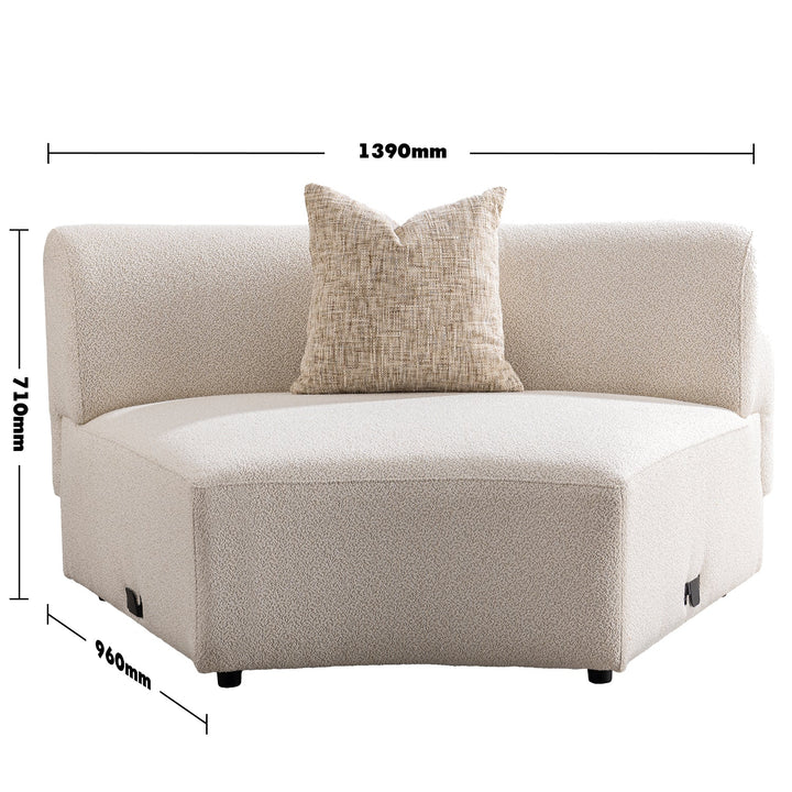 Scandinavian boucle fabric modular joint connection 1 seater sofa rene size charts.