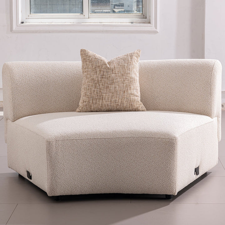 Scandinavian boucle fabric modular joint connection 1 seater sofa rene primary product view.