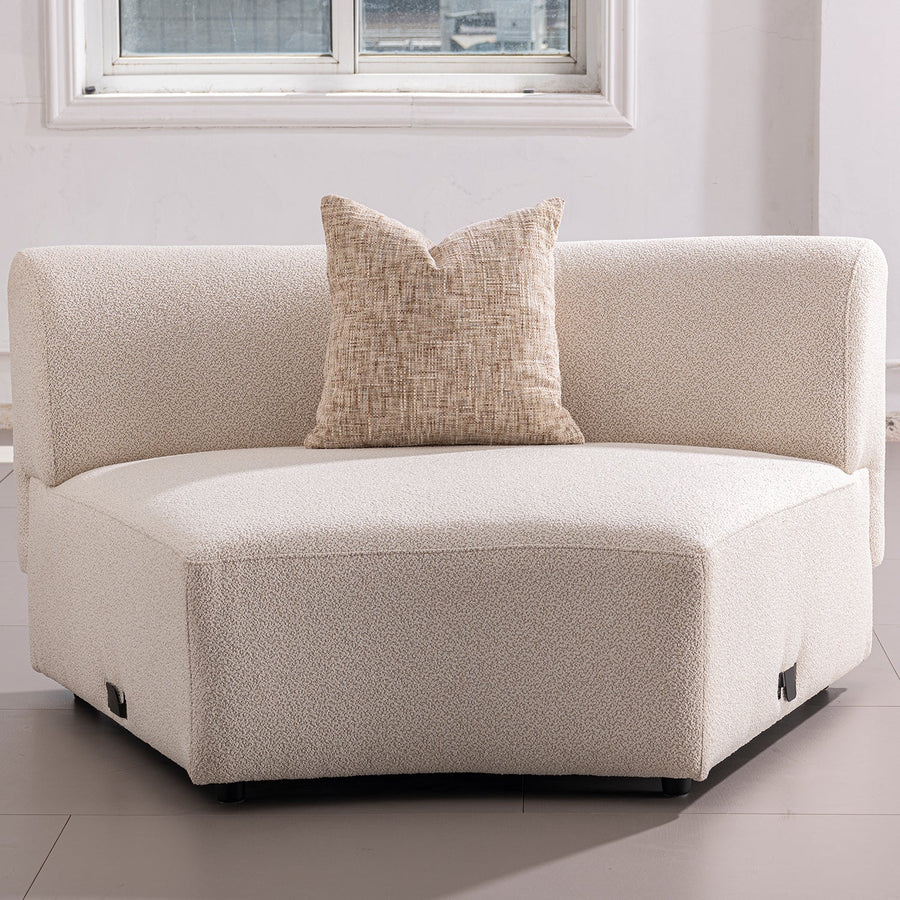 Scandinavian boucle fabric modular joint connection 1 seater sofa rene primary product view.