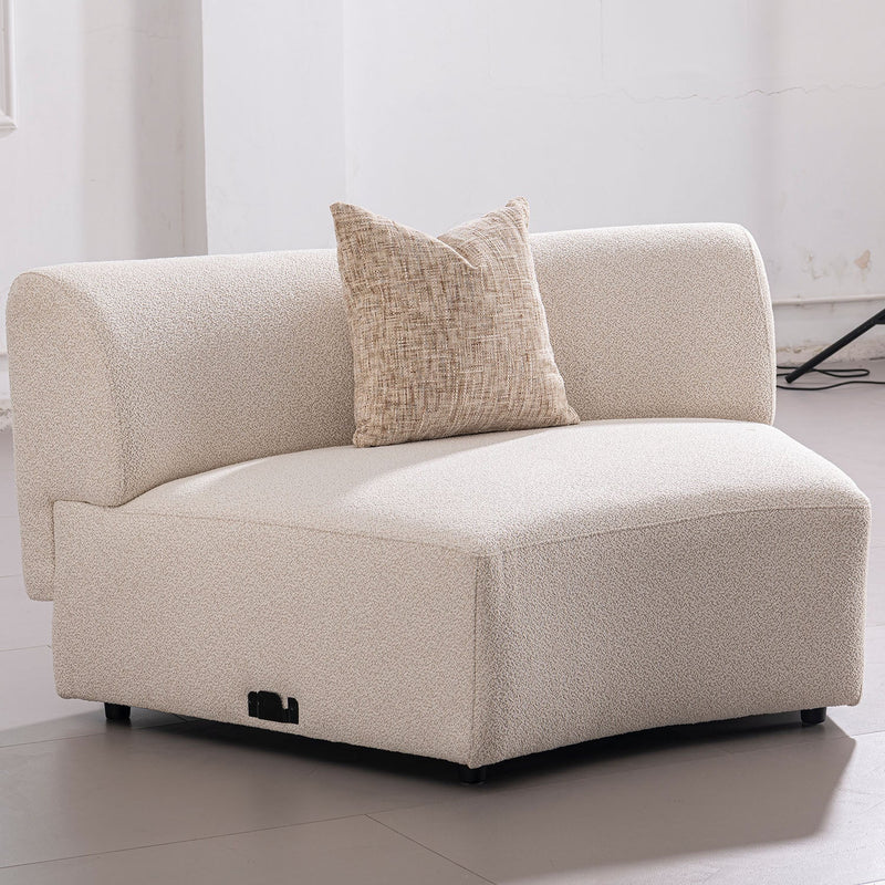 Scandinavian Boucle Fabric Modular Joint Connection 1 Seater Sofa RENE Material Details Chart