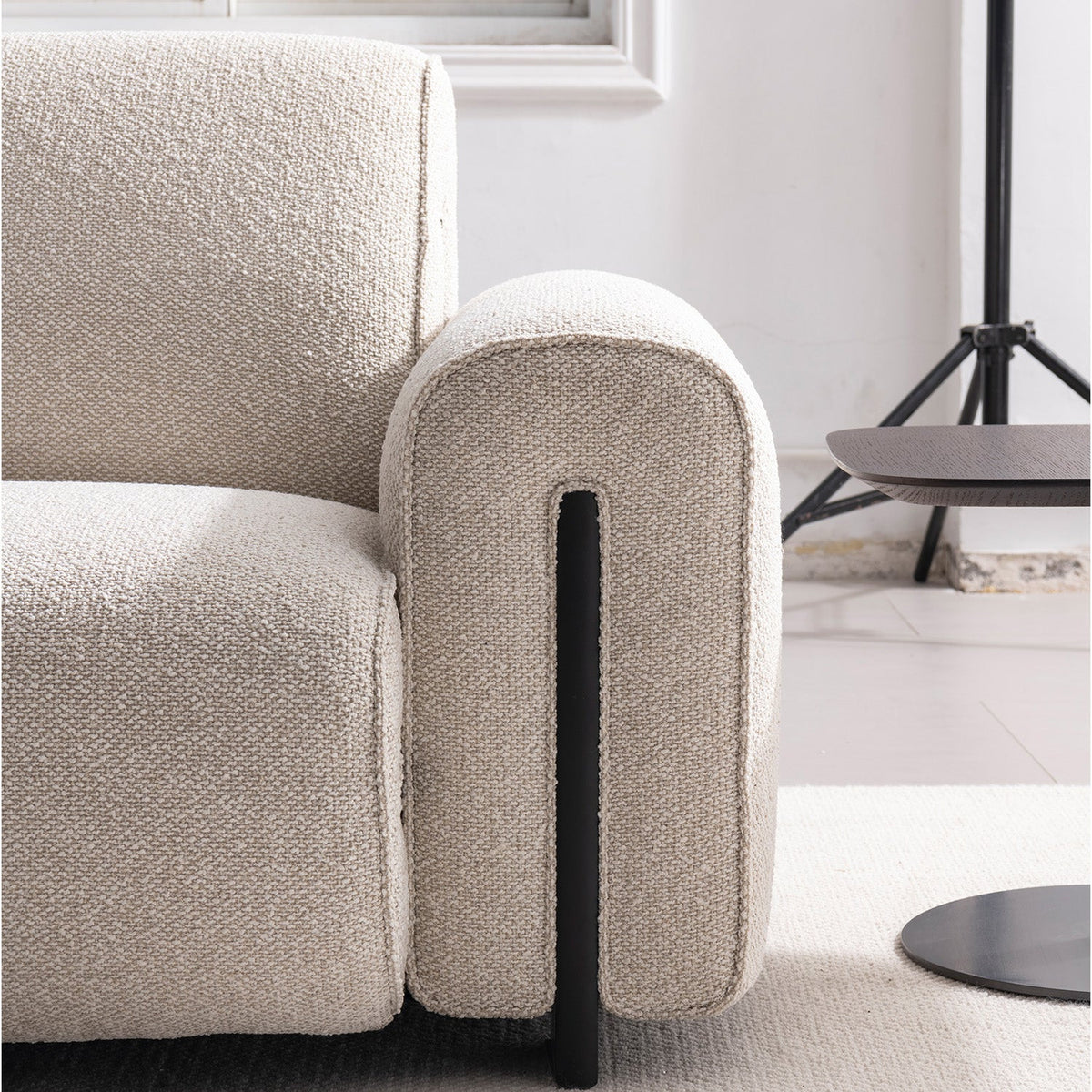 Minimalist boucle fabric modular l shape sectional sofa colle 3+l with context.