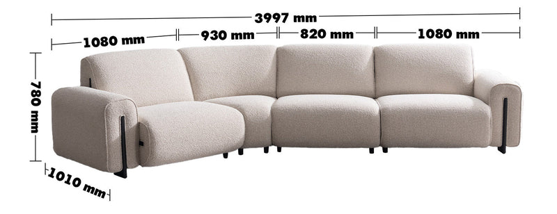 Minimalist Boucle Fabric Modular L Shape Sectional Sofa COLLE 3+L Size Chart