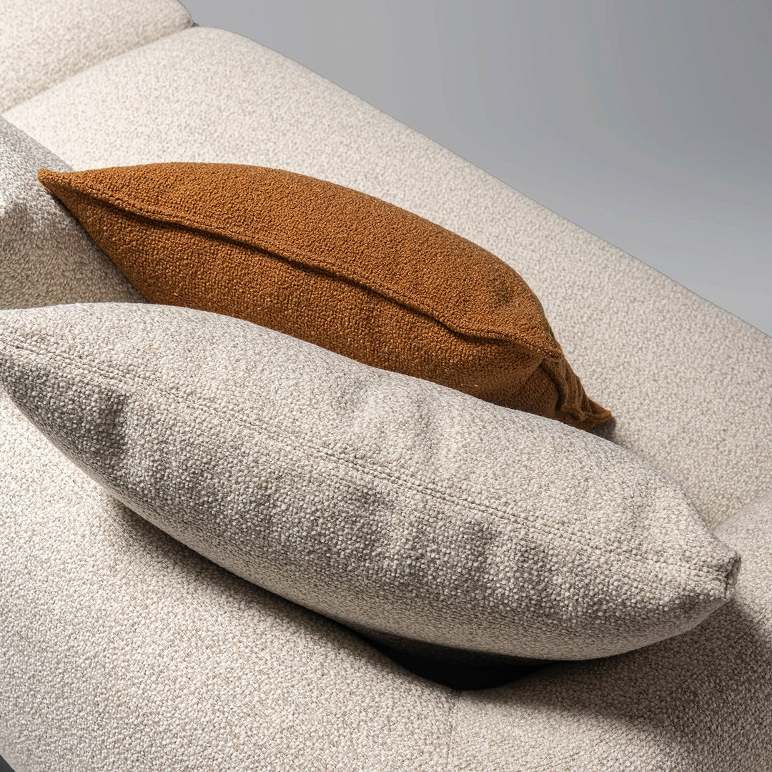 Cream boucle fabric modular l shape sectional sofa serene 3+l in real life style.