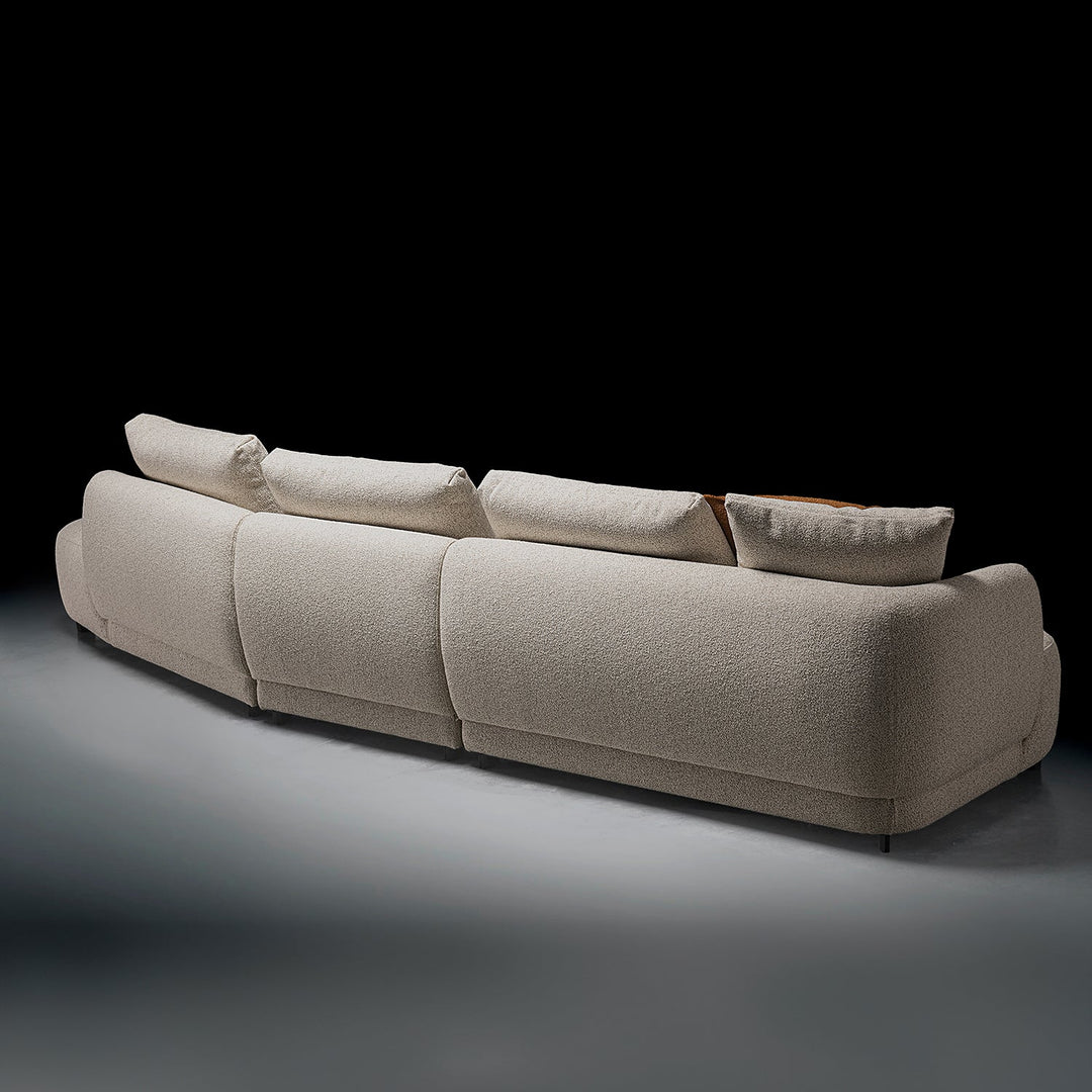 Cream boucle fabric modular l shape sectional sofa serene 3+l in details.