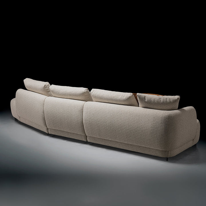 Cream boucle fabric modular l shape sectional sofa serene 3+l in details.
