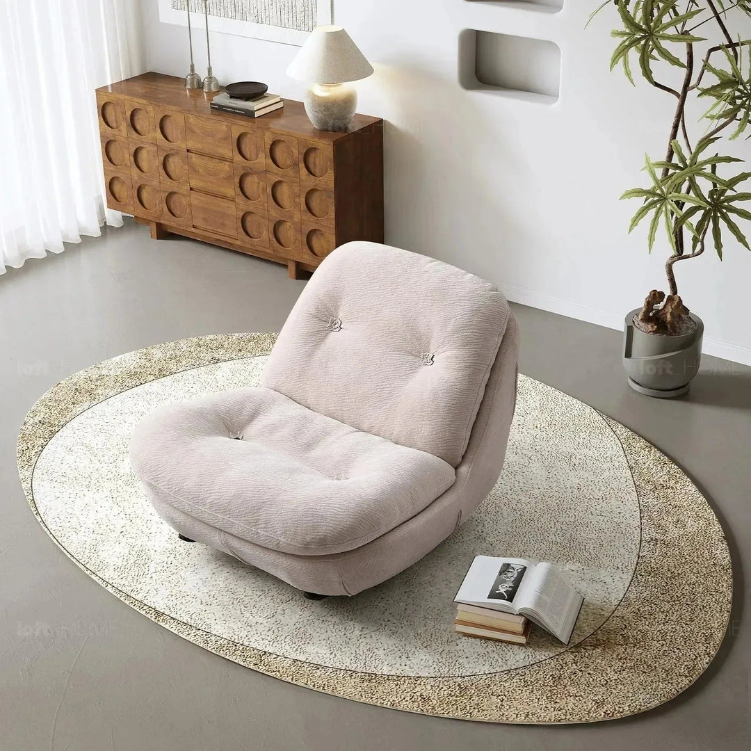 Cream Chenille Velvet Fabric Rocking 1 Seater Sofa NEBULA