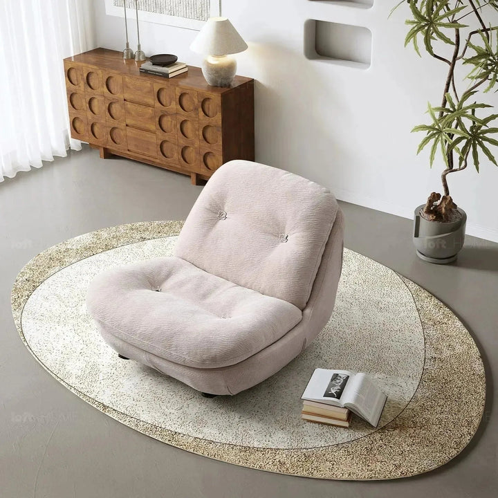 Cream Chenille Velvet Fabric Rocking 1 Seater Sofa NEBULA