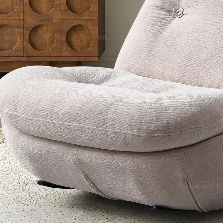 Cream Chenille Velvet Fabric Rocking 1 Seater Sofa NEBULA