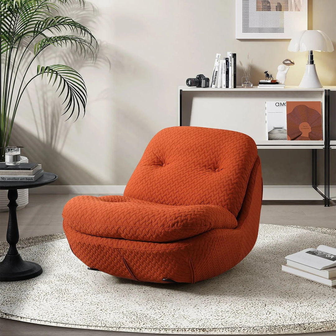 Cream Chenille Velvet Fabric Rocking 1 Seater Sofa NEBULA