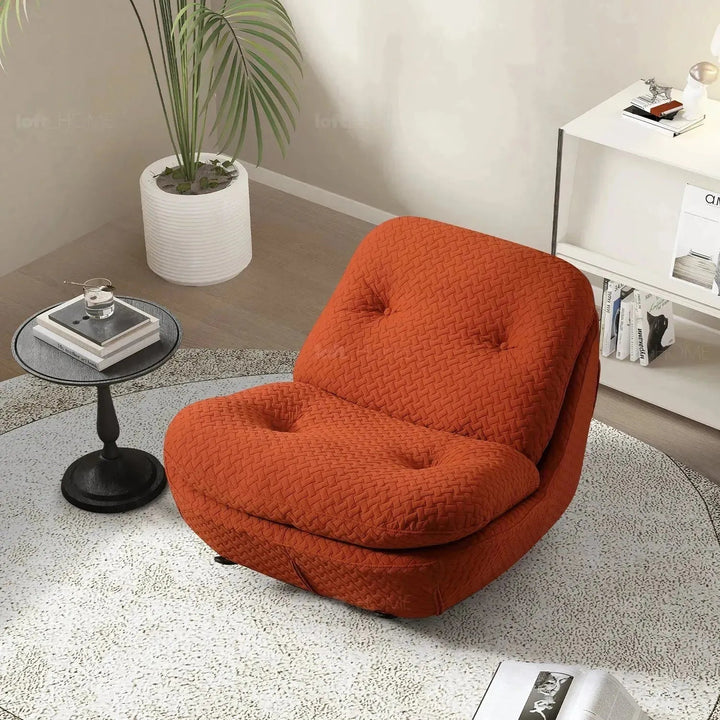 Cream Chenille Velvet Fabric Rocking 1 Seater Sofa NEBULA