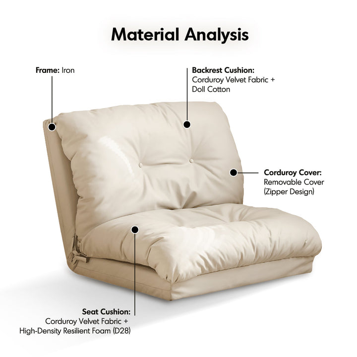 Modern corduroy velvet fabric 1 seater tatami sofa bed luxe detail 3.