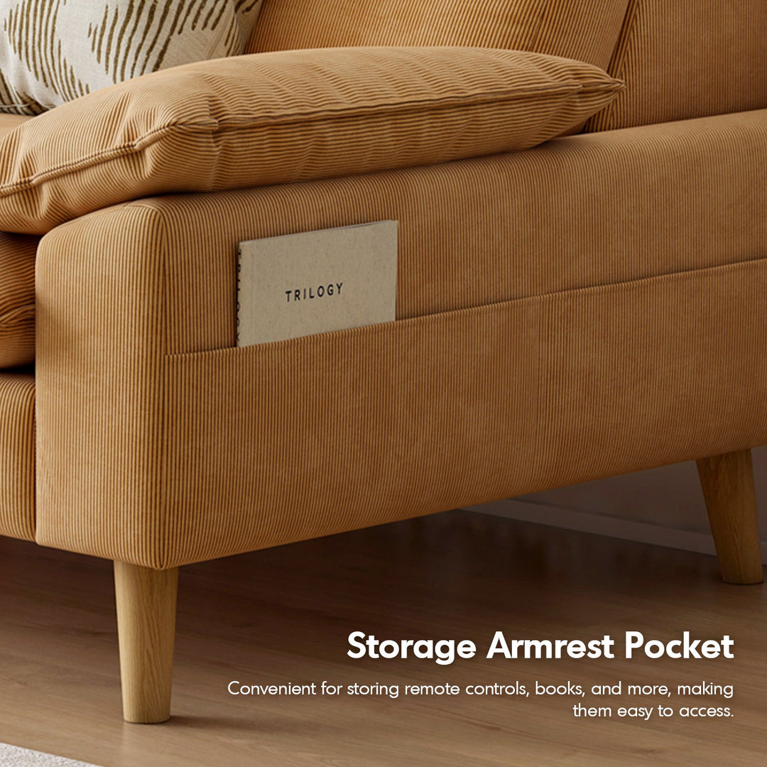 Scandinavian corduroy velvet fabric 3 seater sofa cordy layered structure.